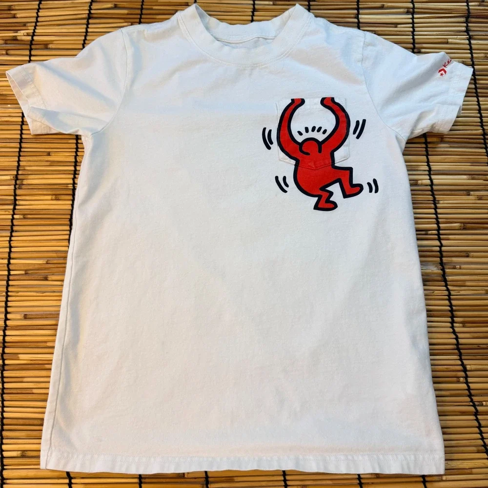 Converse Keith Haring Kids T-Shirt White‎ Dancing Man Pocket Tee Size M SS21